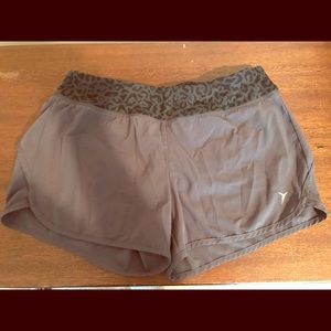 Gray active shirts with leopard print waistband